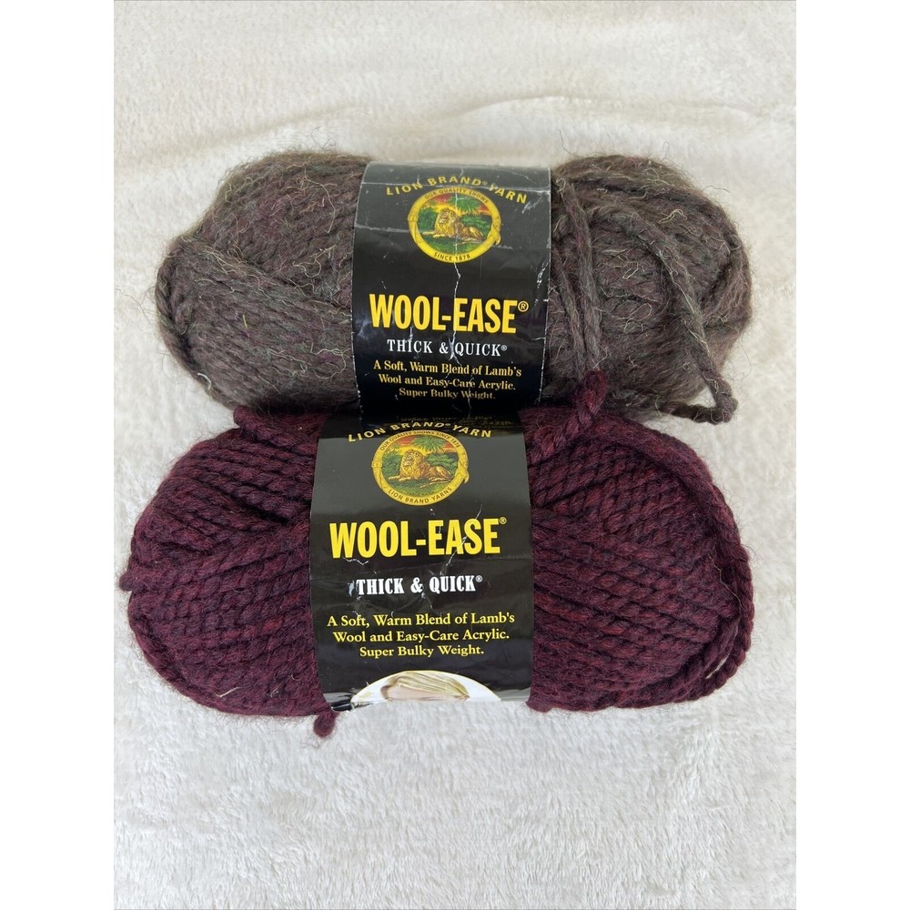 Lot of 2 Skeins Lion Brand Wool-Ease Yarn- Wood And Claret